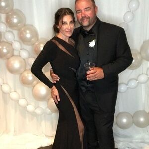 Mac Duggal Jersey One Shoulder Illusion Cutout Gown.